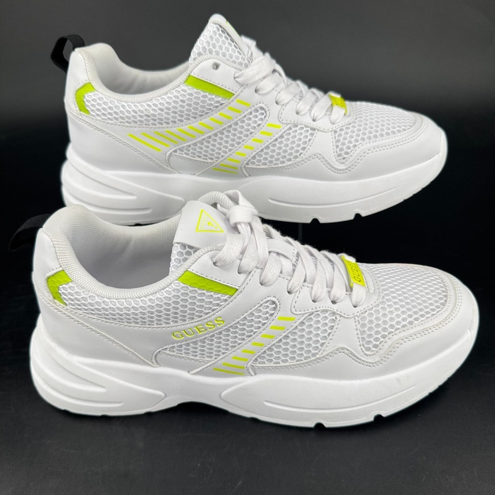 Guess Wyatts Athletic Shoes Sneakers WOMENS White Yellow Lace Up SIZE 10